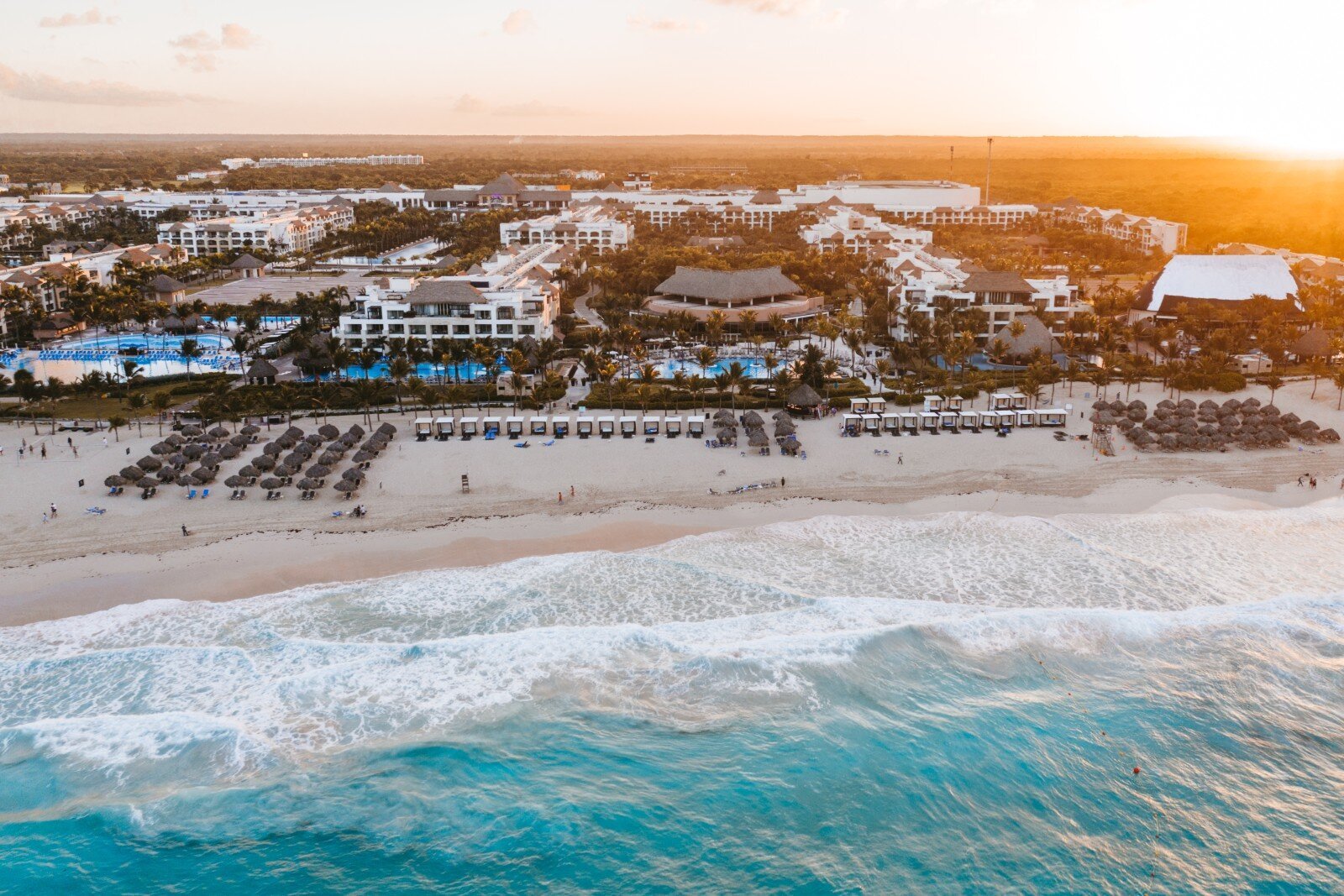 Hard Rock Punta Cana beach and resort at sunset