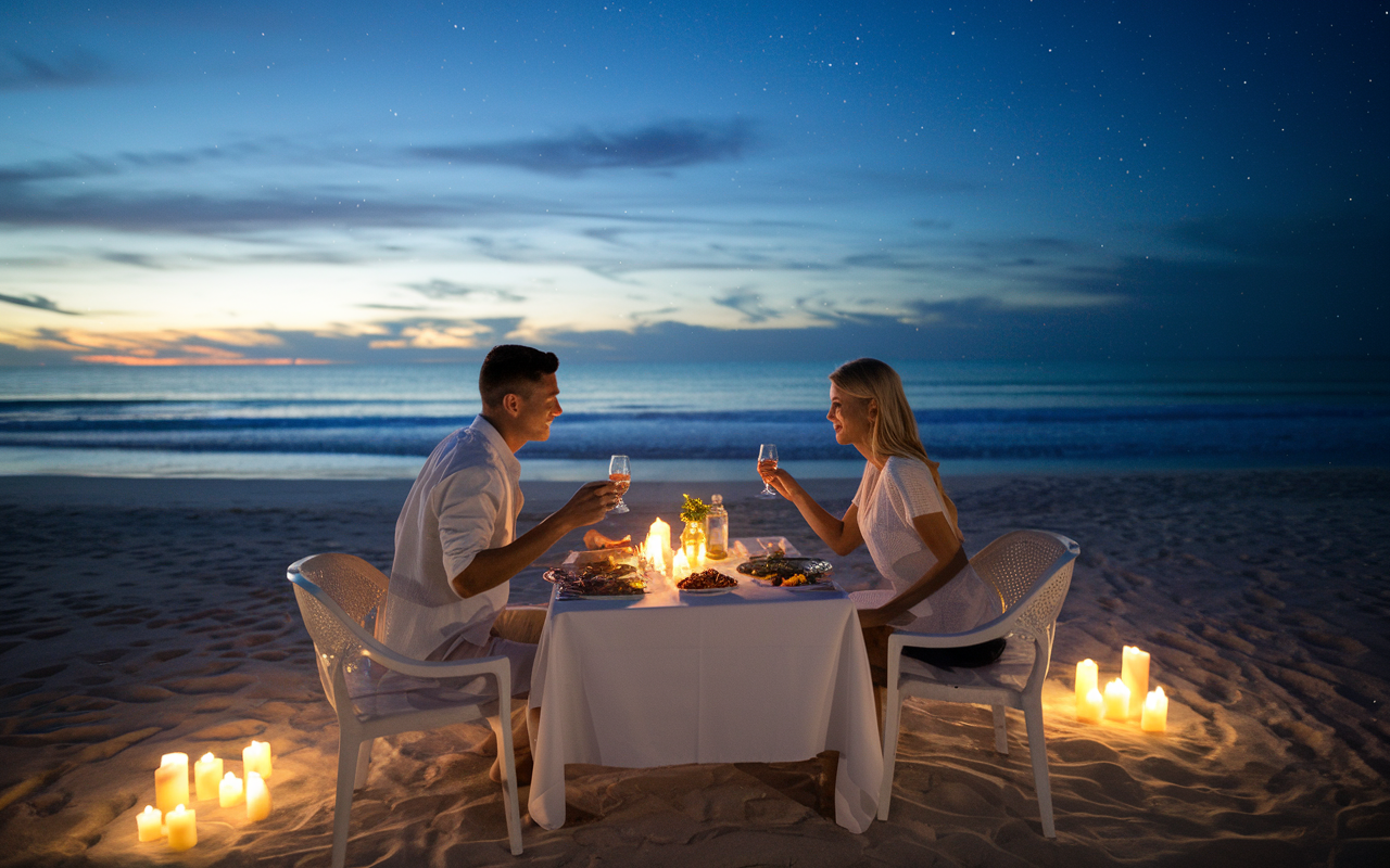 candlelit dinner at the beach
