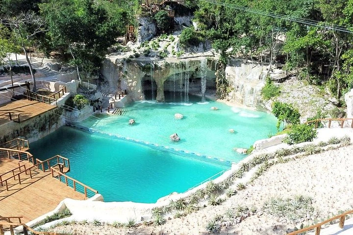 Hoyo Azul cenote and tropical forest at Scape Park in Cap Cana, Punta Cana