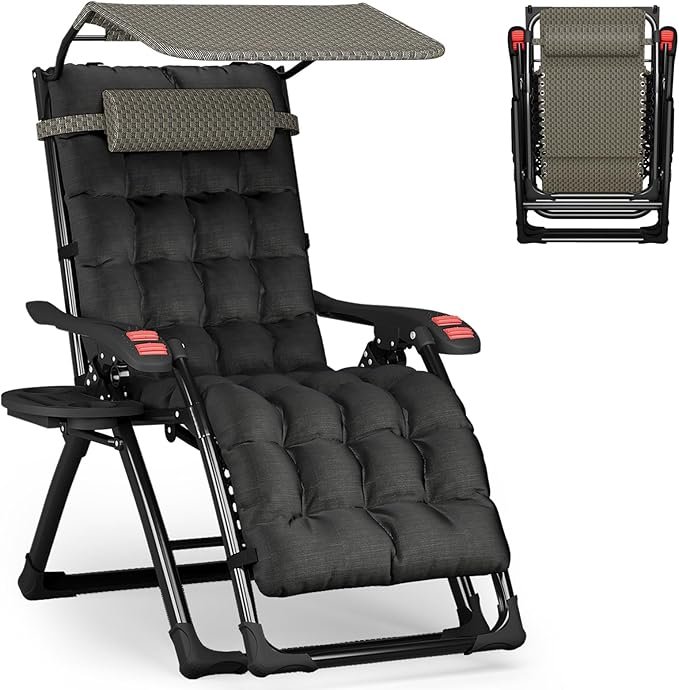 Zero Gravity Chair with a canopy for outdoors and for the beach.